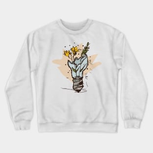 Broken light bulb with yellow flowers Crewneck Sweatshirt